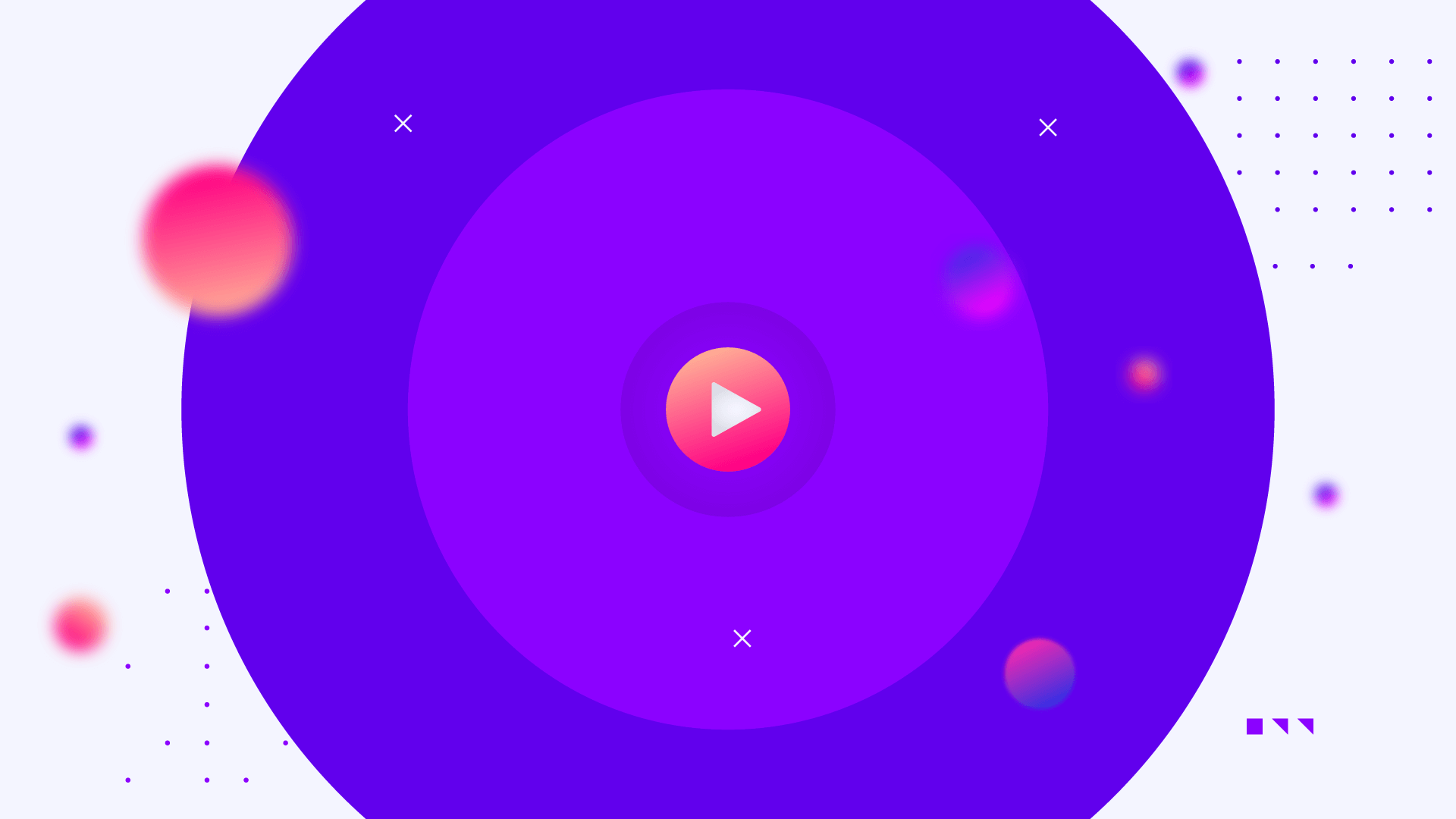 a purple circle with a play button overlay from a video of a motion design showreel